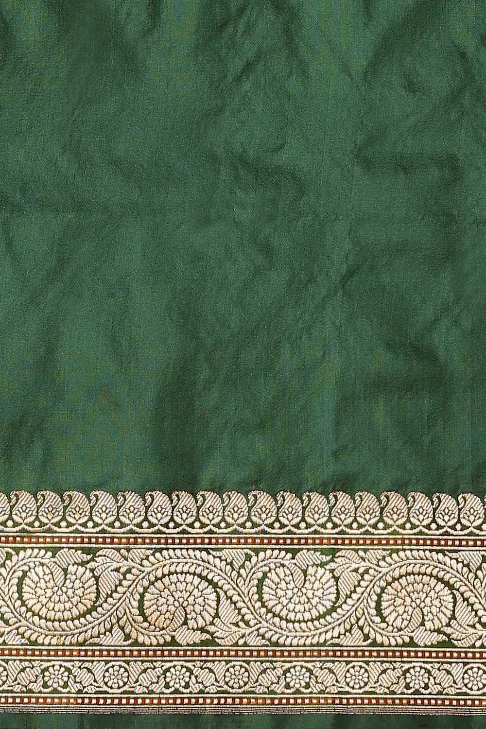 Dark Green Pure Silk Banarasi Saree image number null