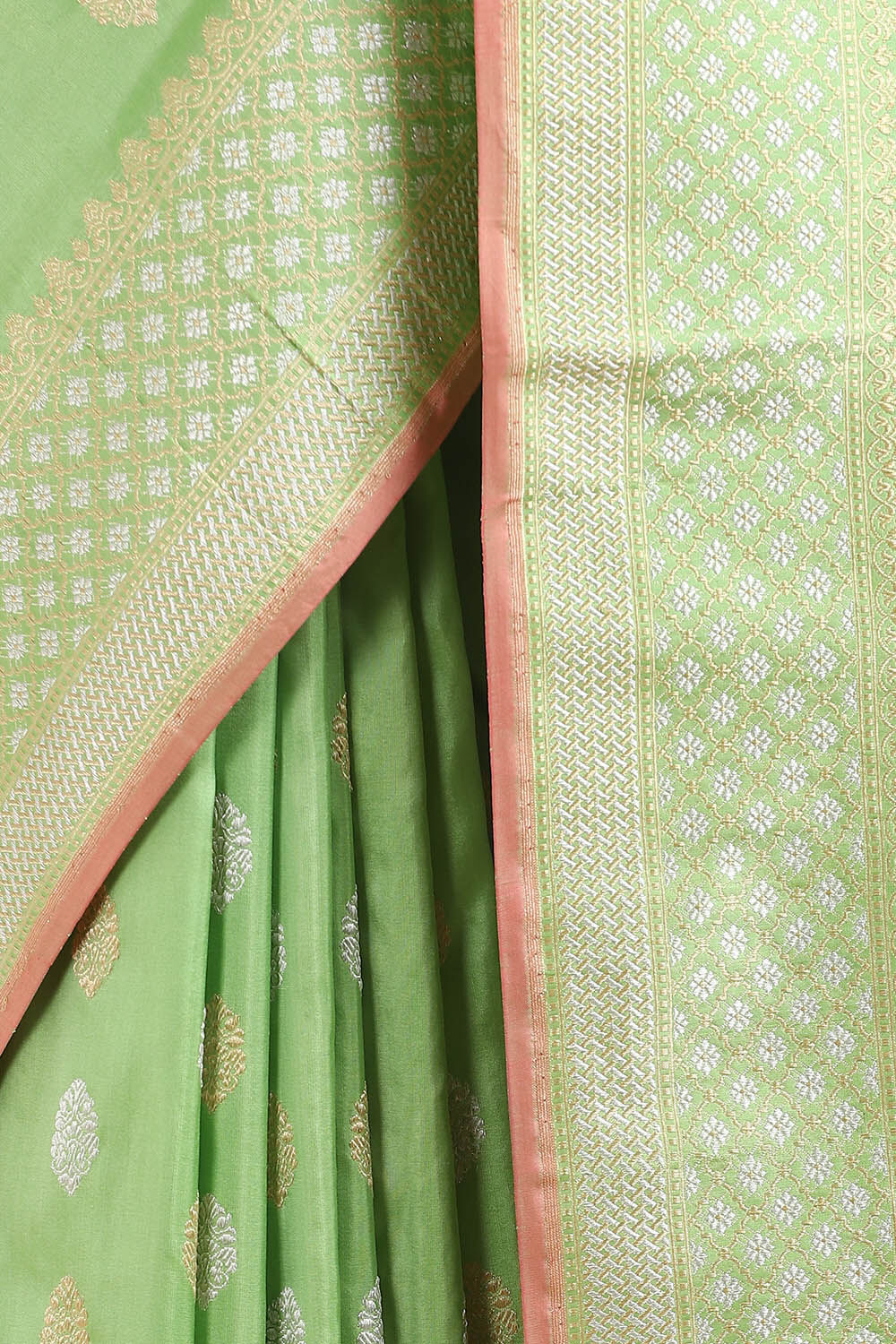 Light Green Pure Silk Banarasi Saree image number null