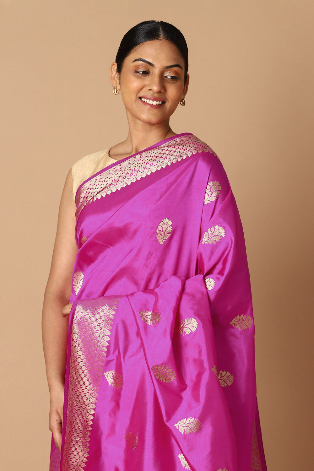 Dark Pink Pure Silk Banarasi Saree image number null