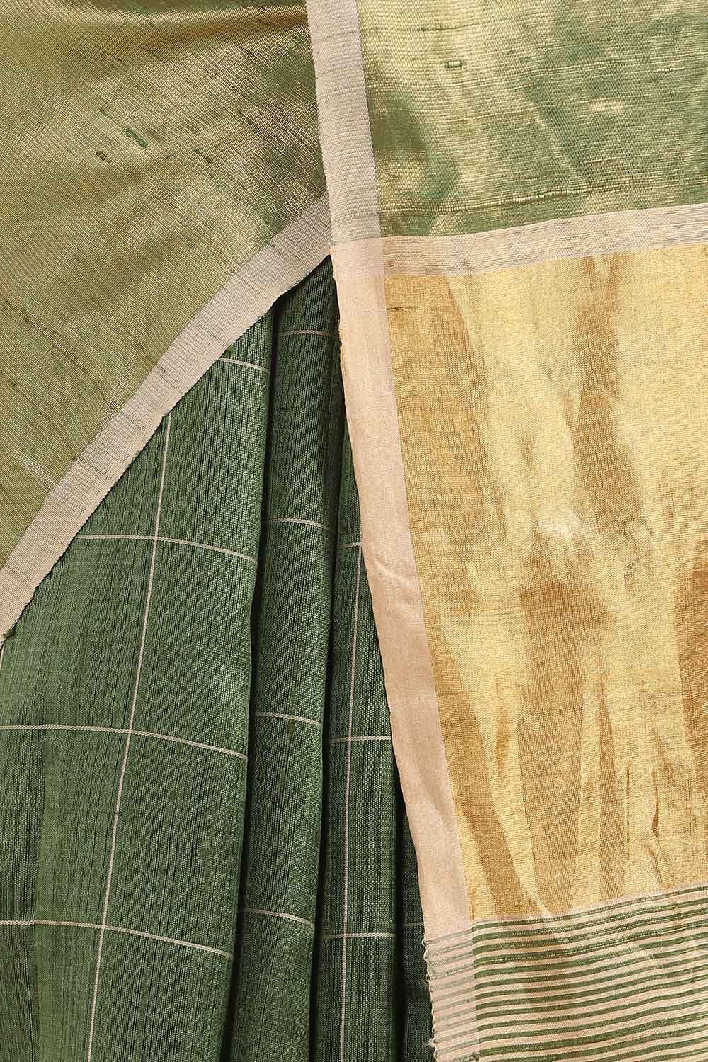 Green Pure Tussar Silk Bhagalpuri Saree image number null