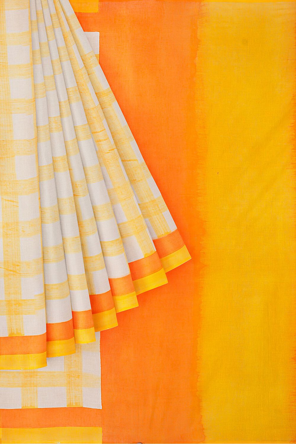 Yellow Pure Cotton Printed Saree image number null