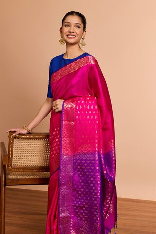 Pink Woven Soft Pure Silk Saree image number