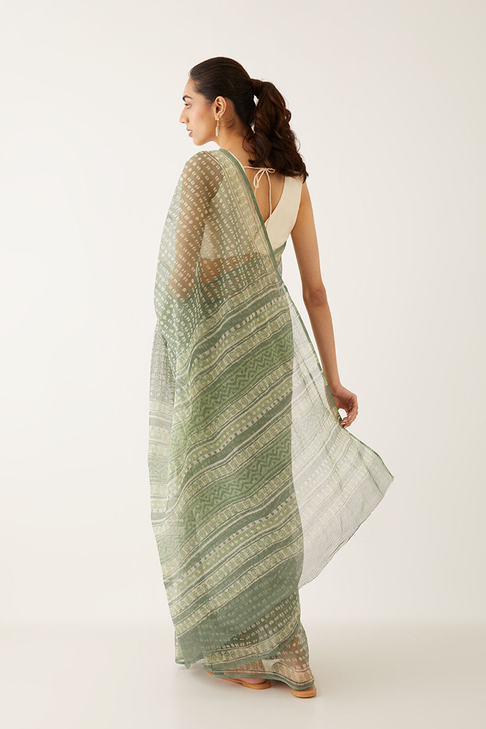 Light Green Pure Kota Bagru Printed Saree image number null