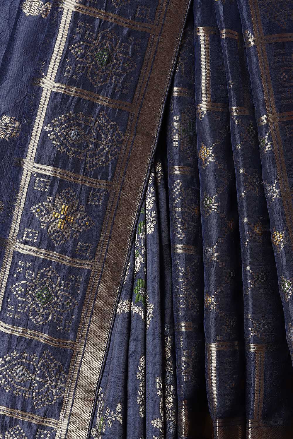 Dark Blue Luxe Woven Saree image number null