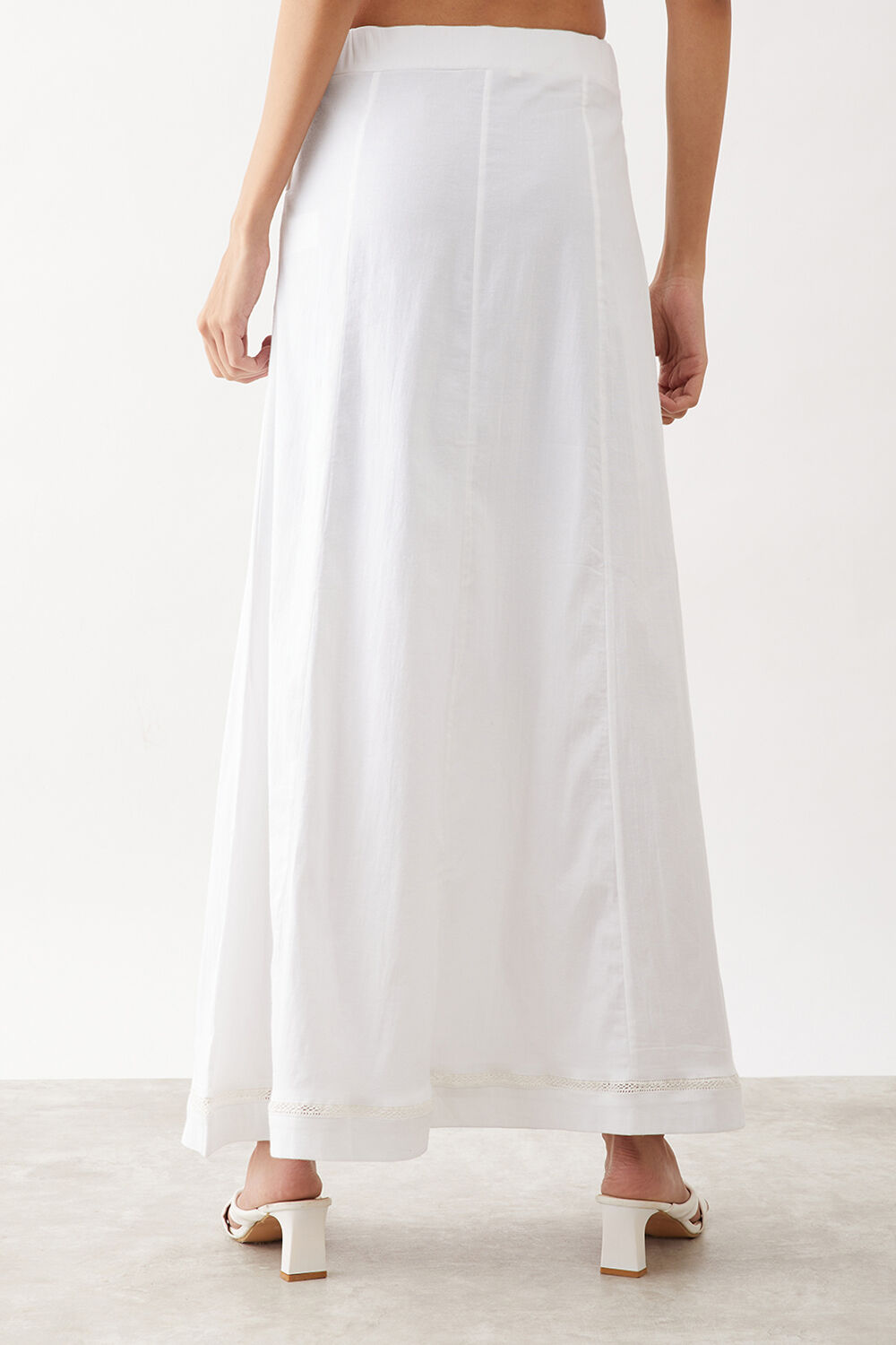 White Woven Cotton Lycra Skirt image number null