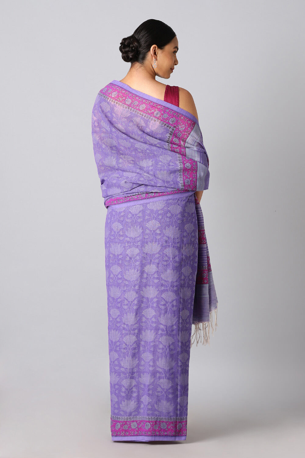 Violet Pure Cotton Printed Saree image number null