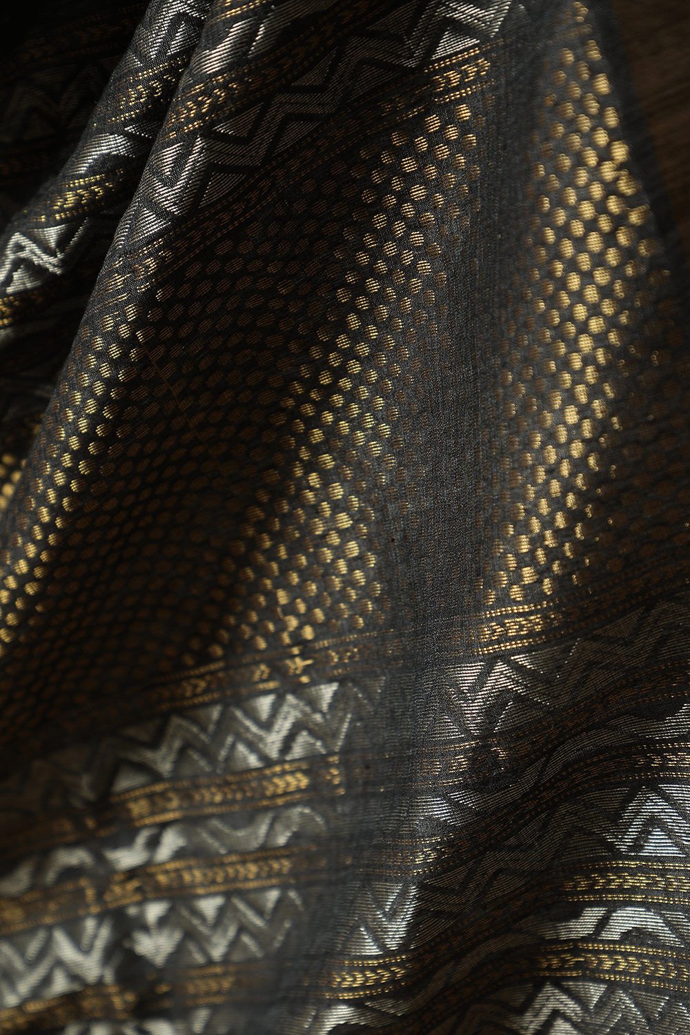 Black Chattisgarh Woven Pure Tussar Silk Saree image number null