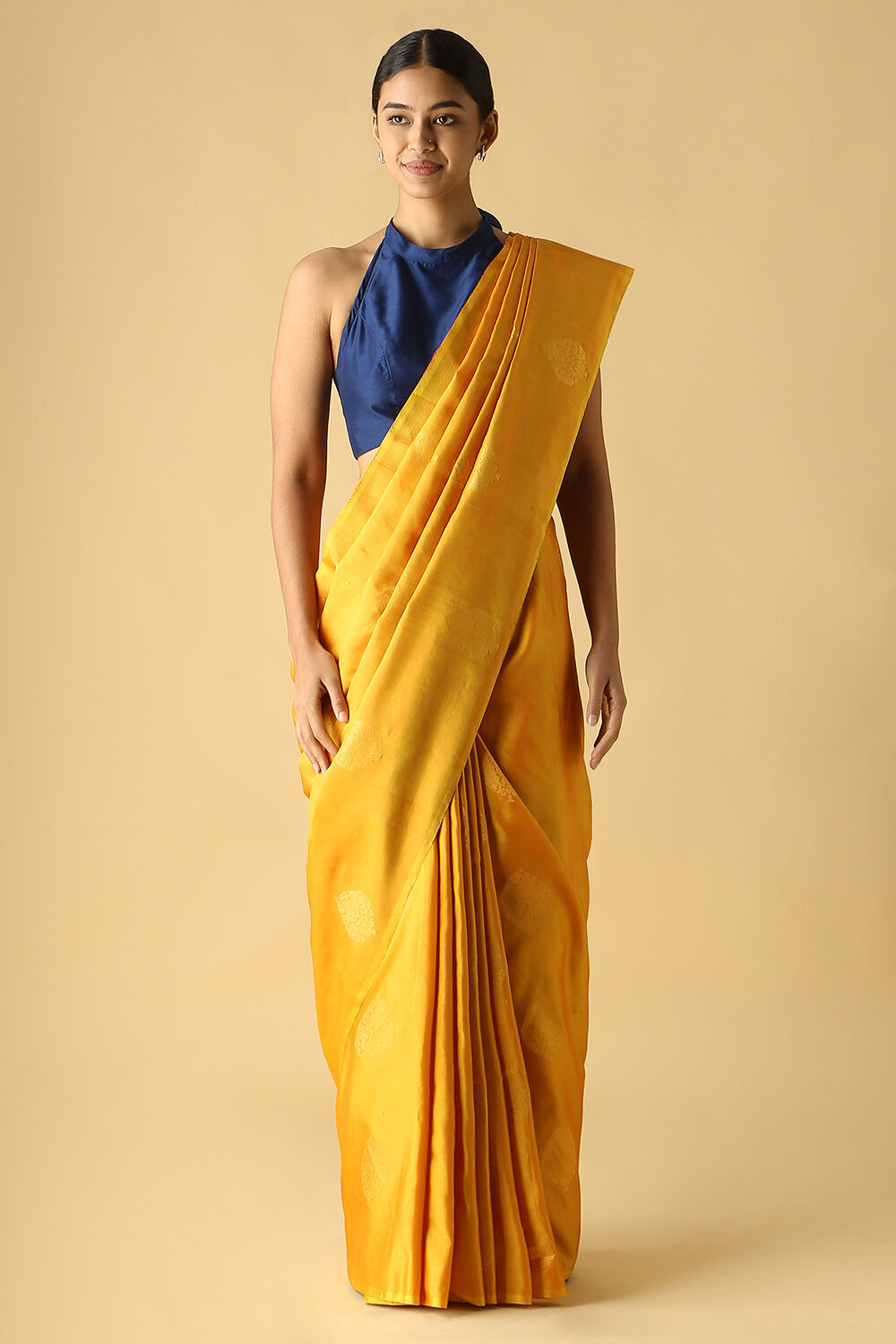 Yellow Pure Silk South Saree image number null