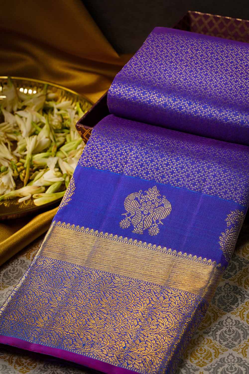 Purple Pure Silk Woven Kanjivaram Saree image number null