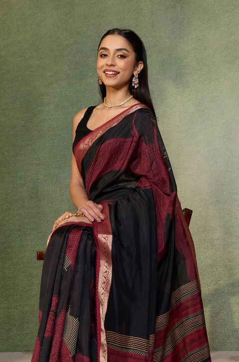 Black Printed Pure Viscose Saree