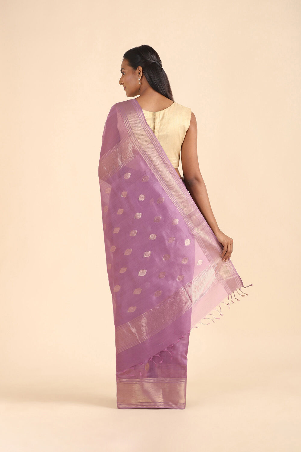 Violet Pure Silk Cotton Maheshwari Saree image number null