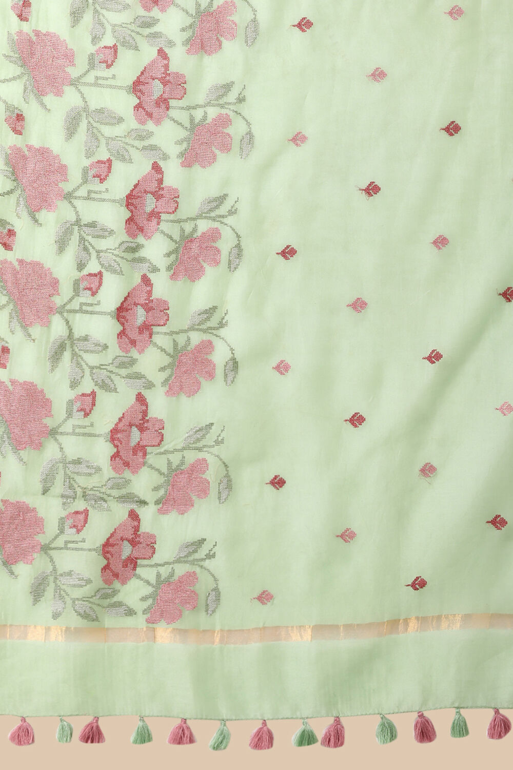 Light Green Embroidered Pure Silk Cotton Saree image number null