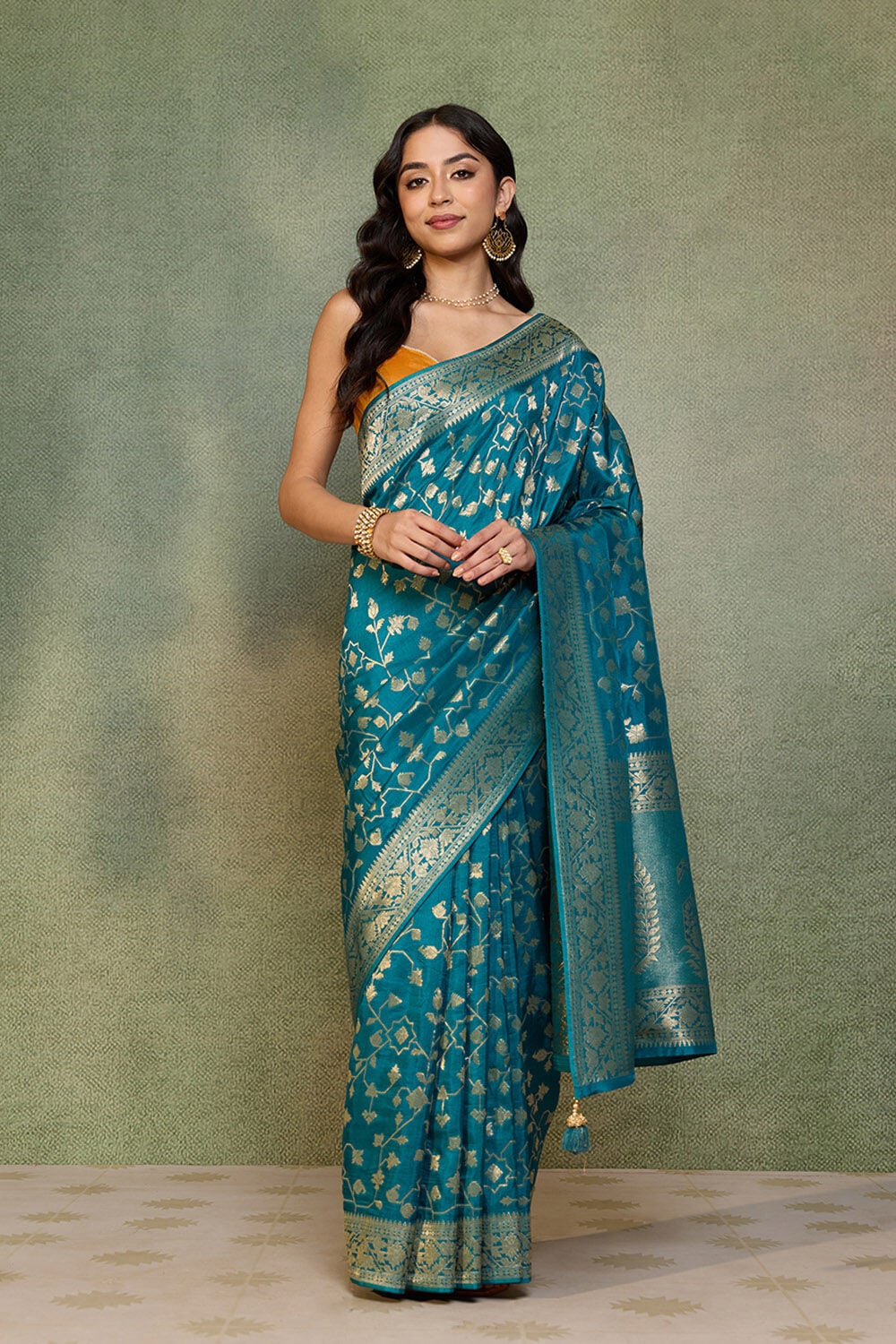 Blue Woven Pure Viscose Saree image number null