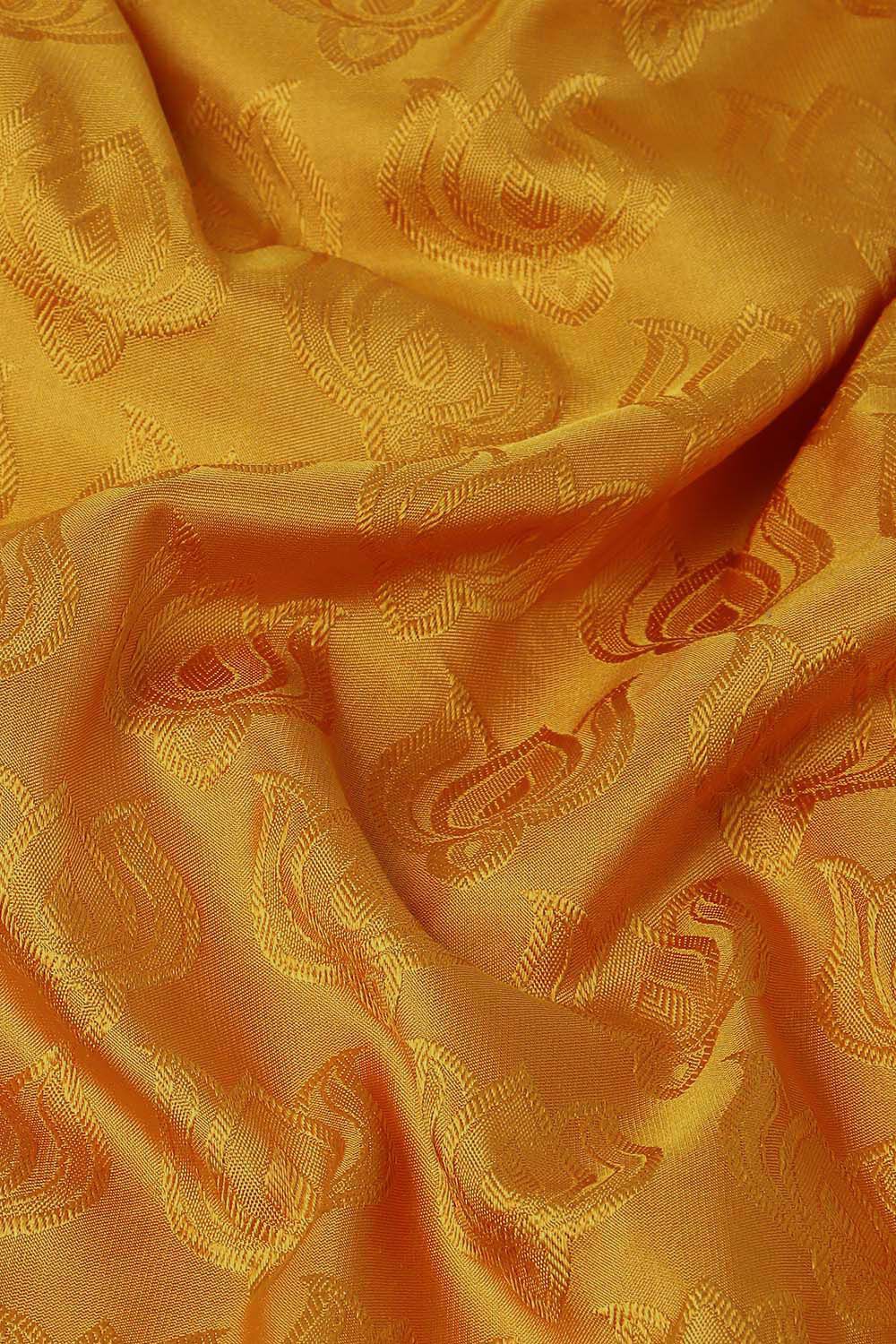 Yellow Pure Silk Banarasi Tanchoi Saree image number null