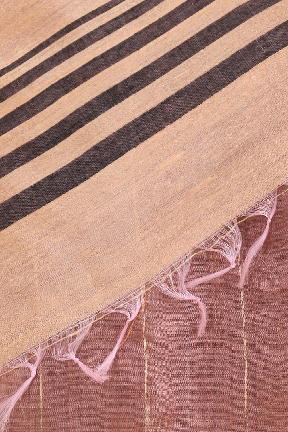 Brown Pure Tussar Silk Bhagalpuri Saree image number null