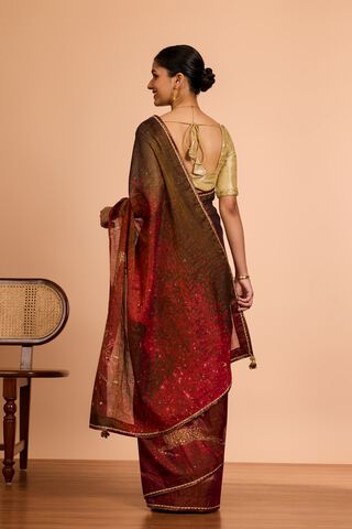 Brown Cotton Embroidered Saree thumbnail image number null