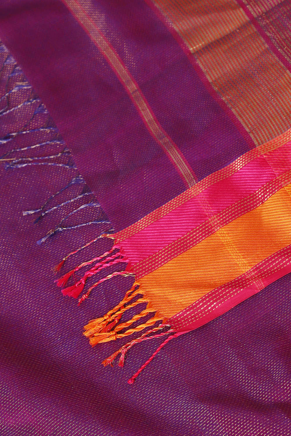 Purple Pure Silk Cotton Maheswari Saree image number null