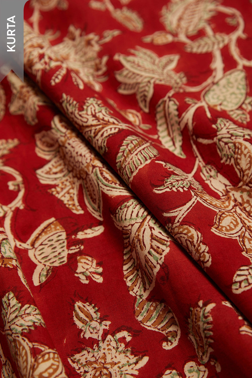 Red Bagru Block Printed Pure Cotton Unstitched Suit Set image number null