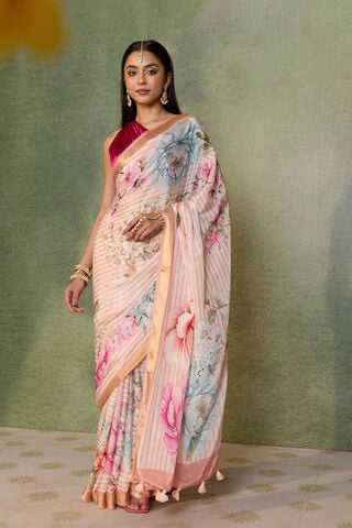 Pink   Printed Pure Viscose Saree image number