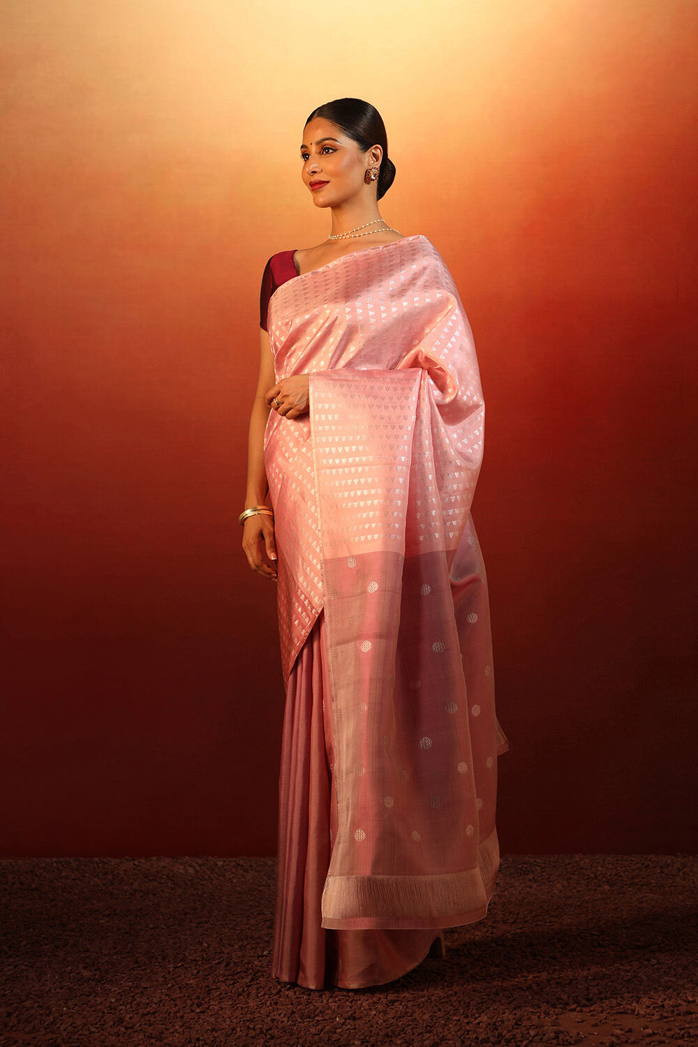 Pink Woven Pure Silk Kanjivaram Saree image number null