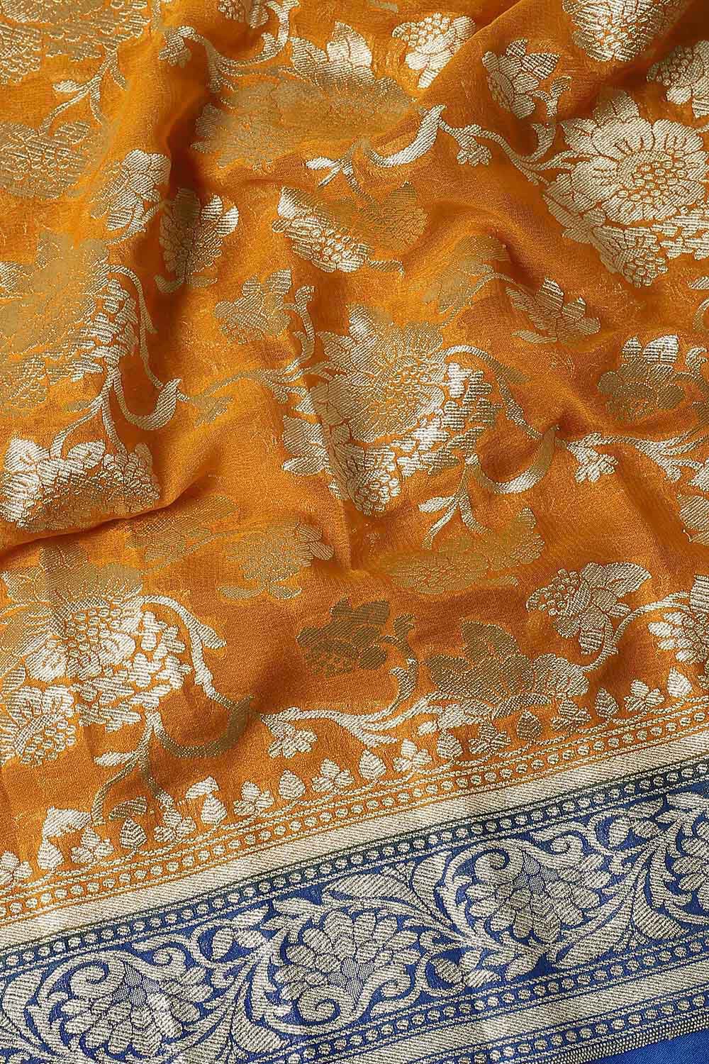 Orange Pure Georgette Banarasi Saree image number null