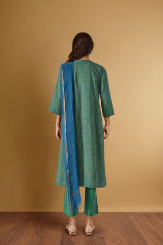 Green Block Printed Pure Cotton Kurta Set thumbnail image number null