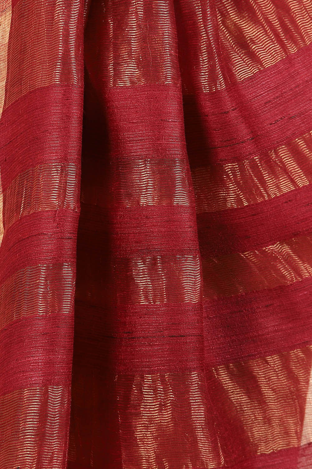 Dark Red Pure Silk Linen Bengal Saree image number null