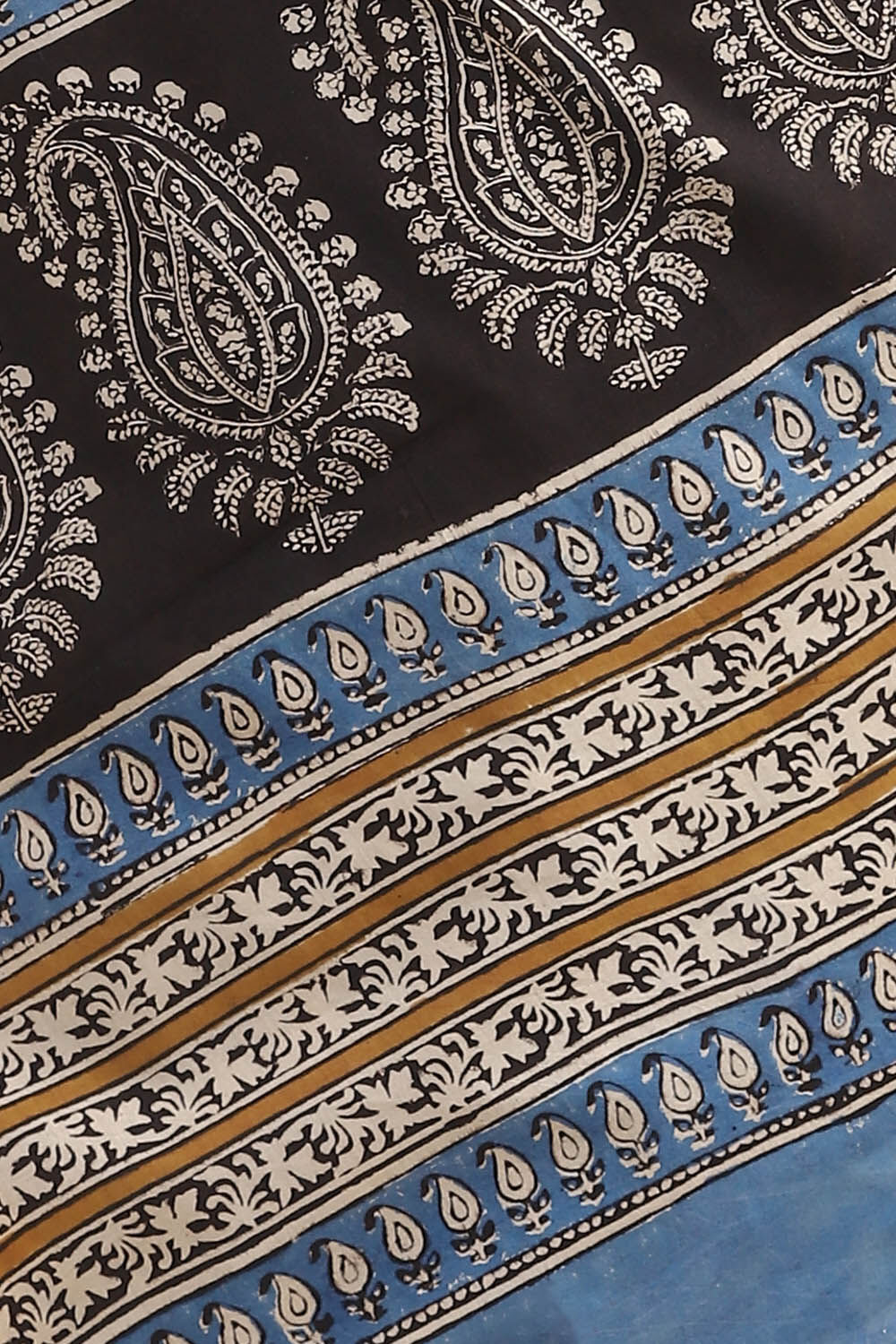 Blue Pure Cotton Bagru Printed Saree image number null