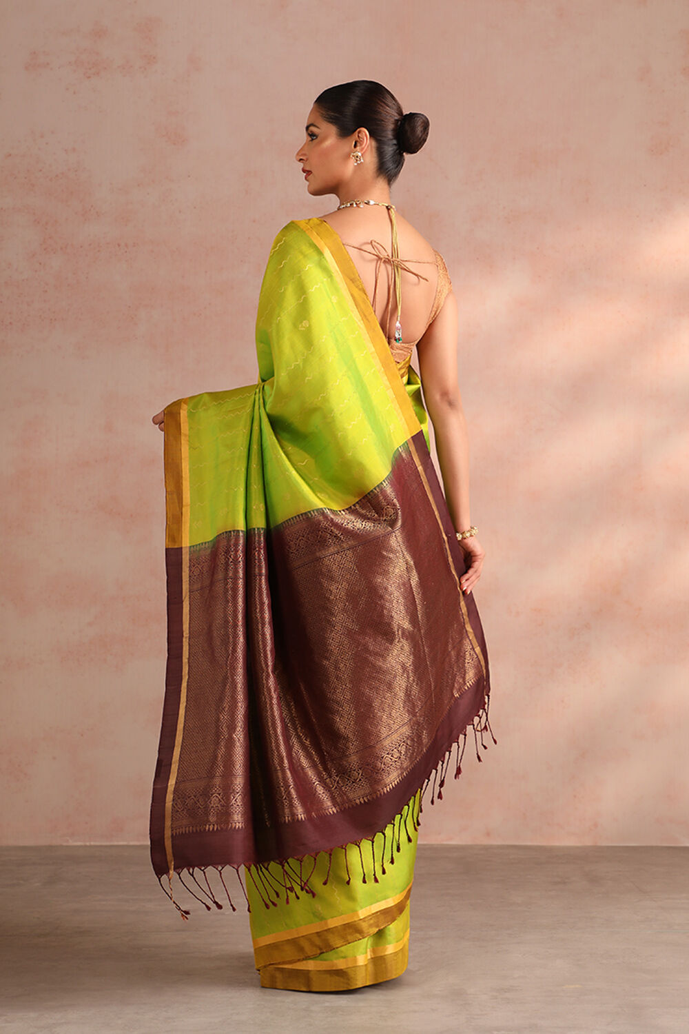 Green Woven Pure Soft Silk Saree image number null