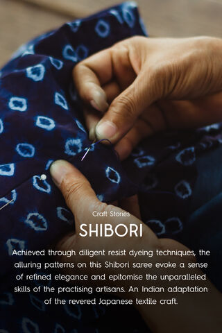 Black Rajasthan Muga Tie & Dye Shibori Saree thumbnail image number null