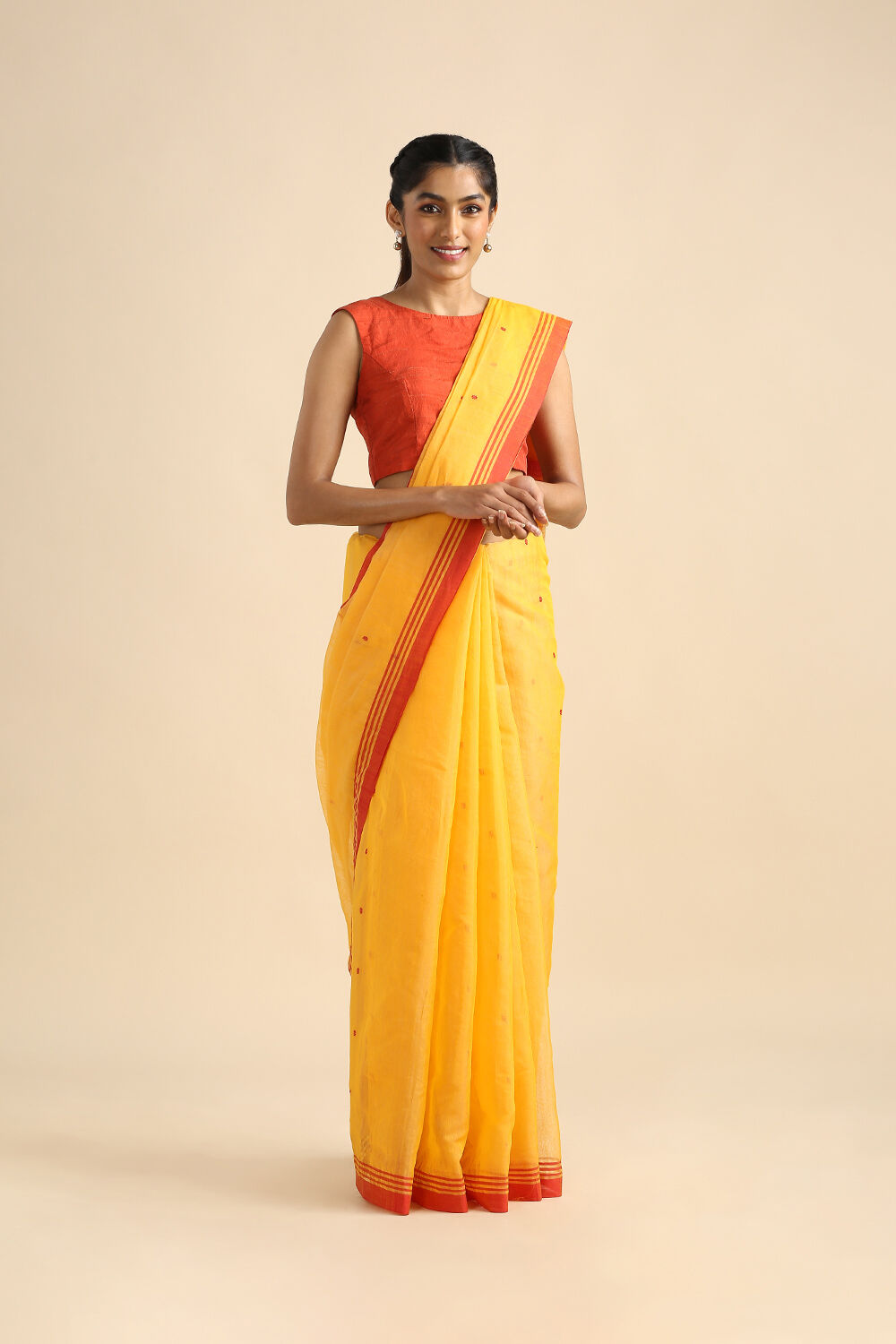 Light Yellow Pure Silk Cotton Chanderi Saree image number null