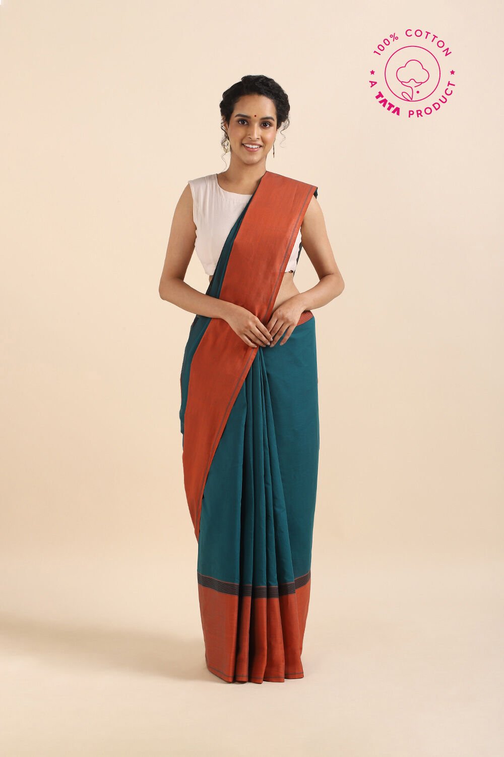 Green Pure Cotton South Saree image number null