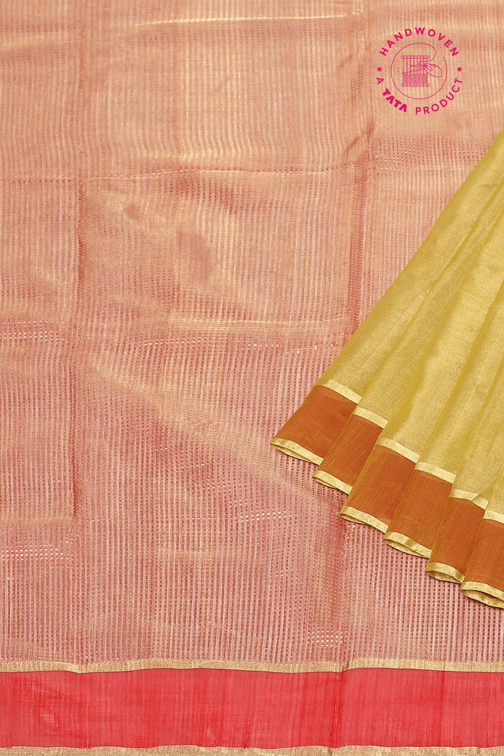 Yellow Pure Cotton Tissue Chanderi Saree image number null
