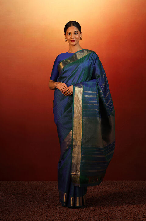 Blue Woven Pure Silk Kanjivaram Saree