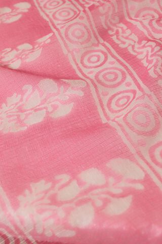 Light Pink Rajasthan Dabu Block Printed Pure Cotton Kota Saree thumbnail image number null