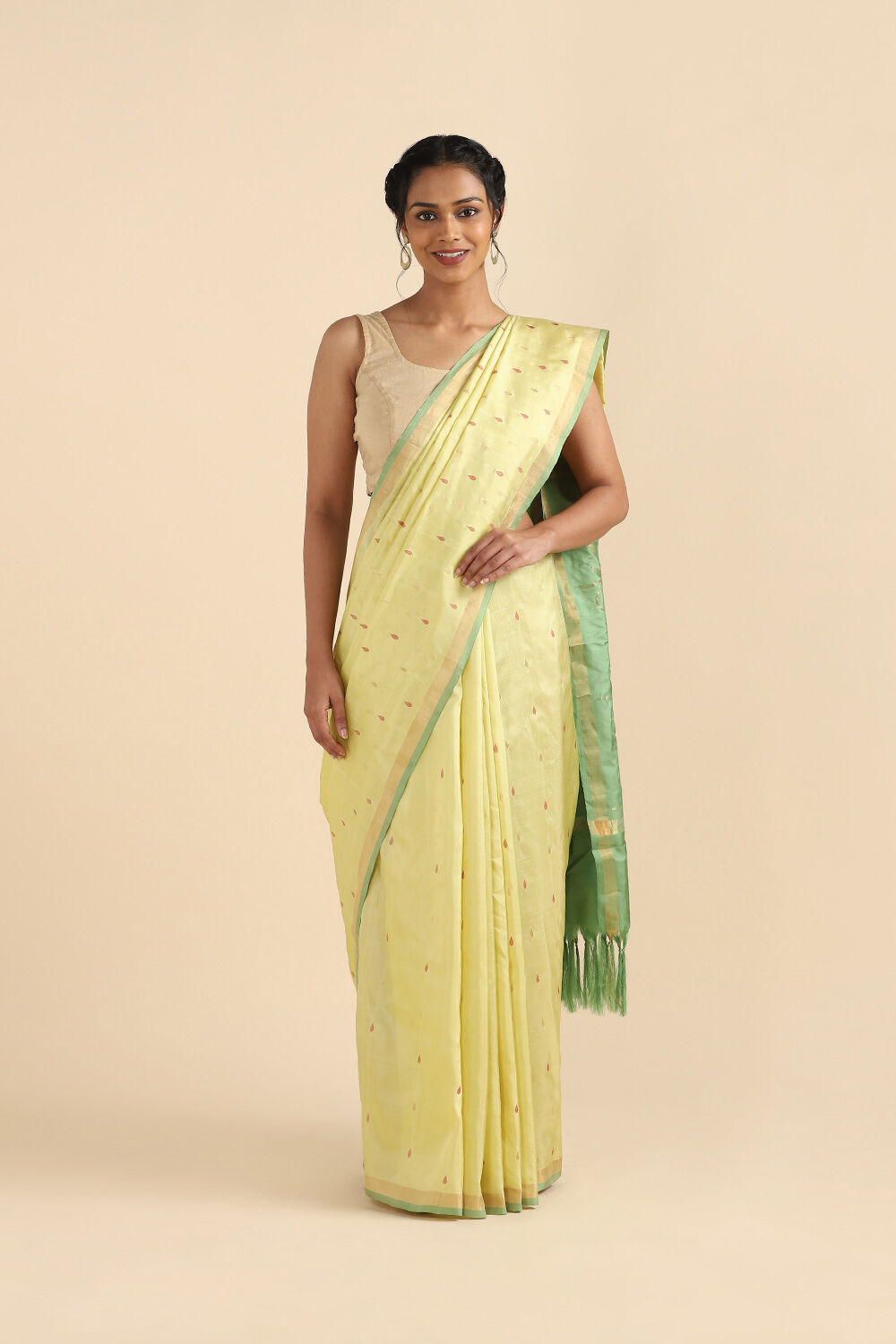 Light Yellow Pure Silk Uppada Jamdani Saree image number null