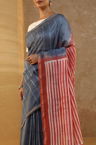 Blue Rajasthan Pure Silk Cotton Tie and Dye Shibori Saree thumbnail image number null