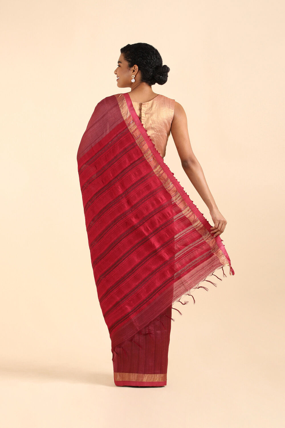 Red Pure Tussar Silk Bhagalpuri Saree image number null