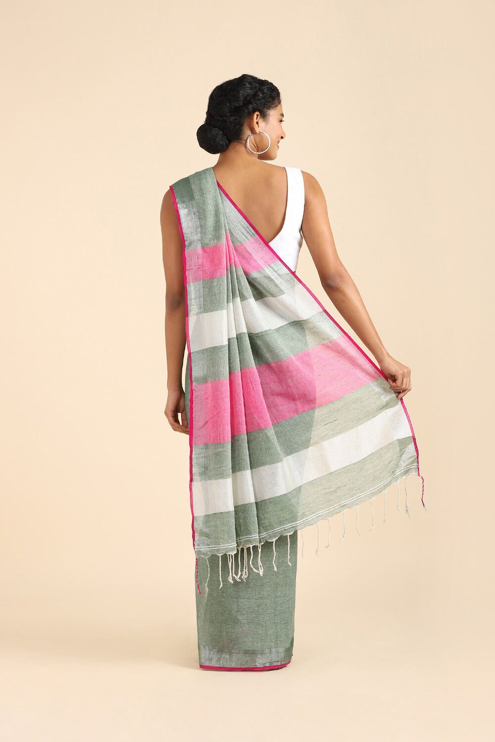Light Pure Green Cotton Bengal Saree image number null