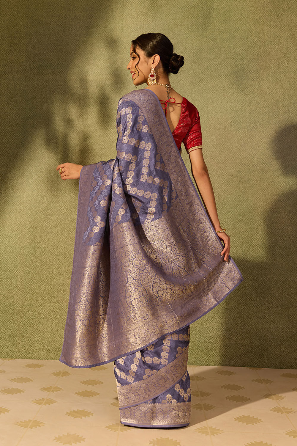 Blue Pure Viscose Woven Saree image number null