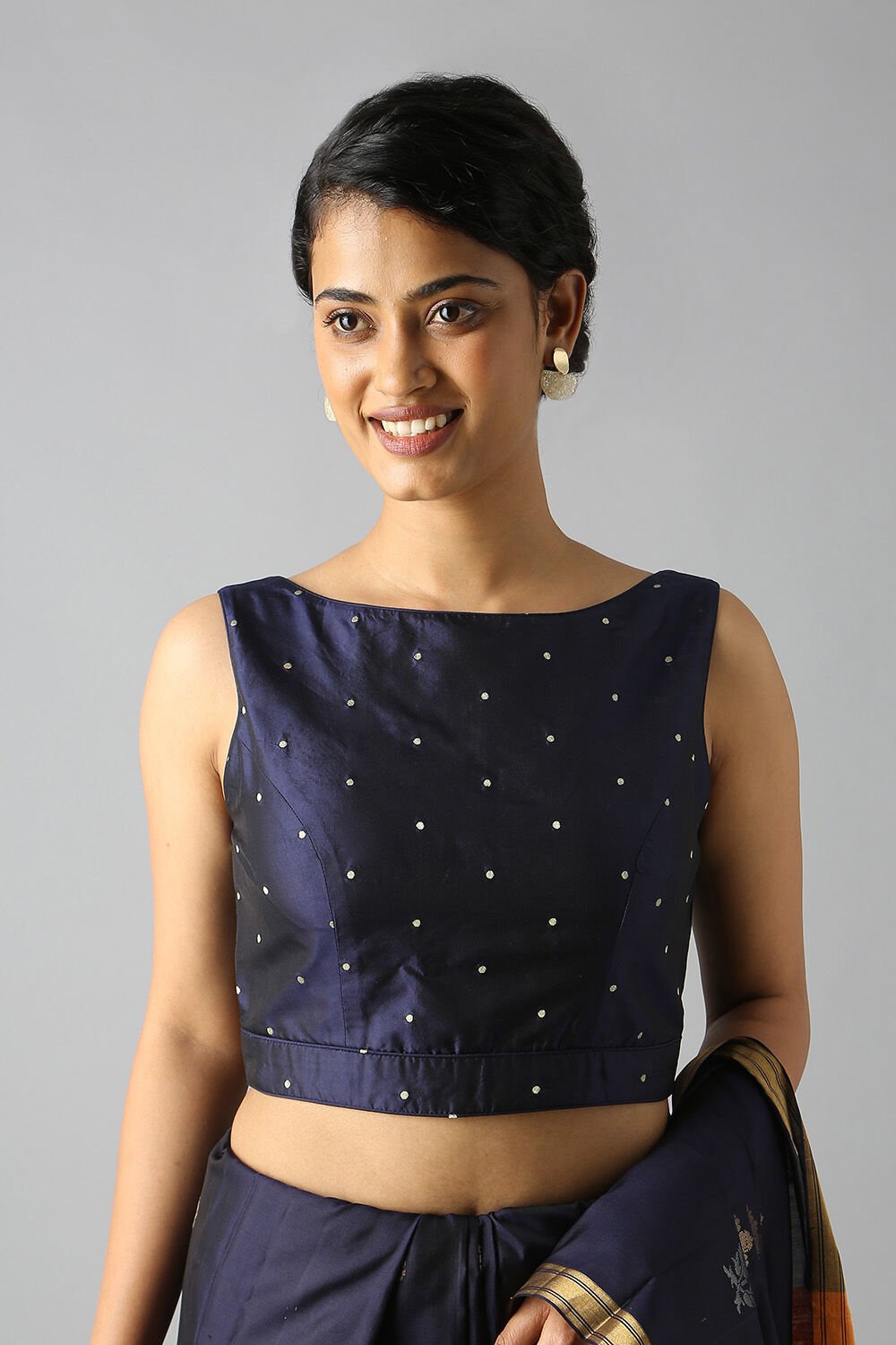 Blue Brocade Blouse image number null