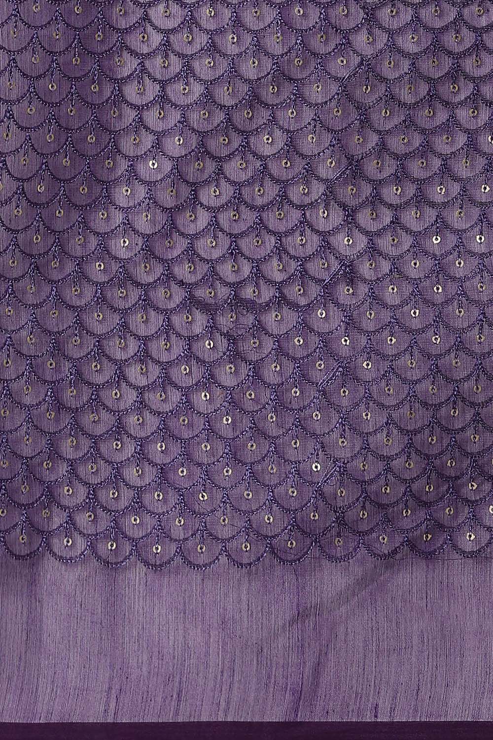 Violet Pure Silk Cotton Embroidered Saree image number null