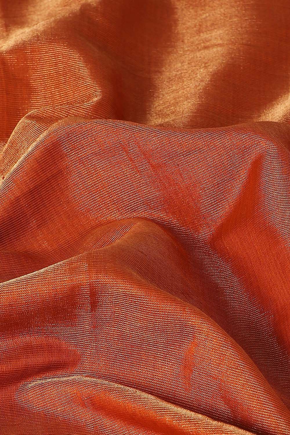 Dark Orange Pure Cotton Tissue Maheswari Saree image number null