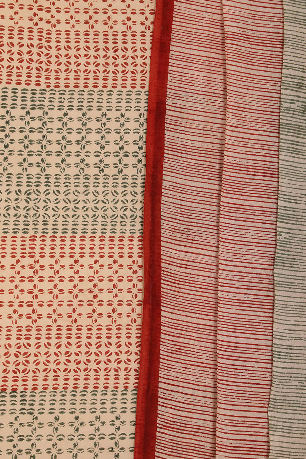 Beige Bagru Block Printed Pure Cotton Unstitched Suit Set image number null