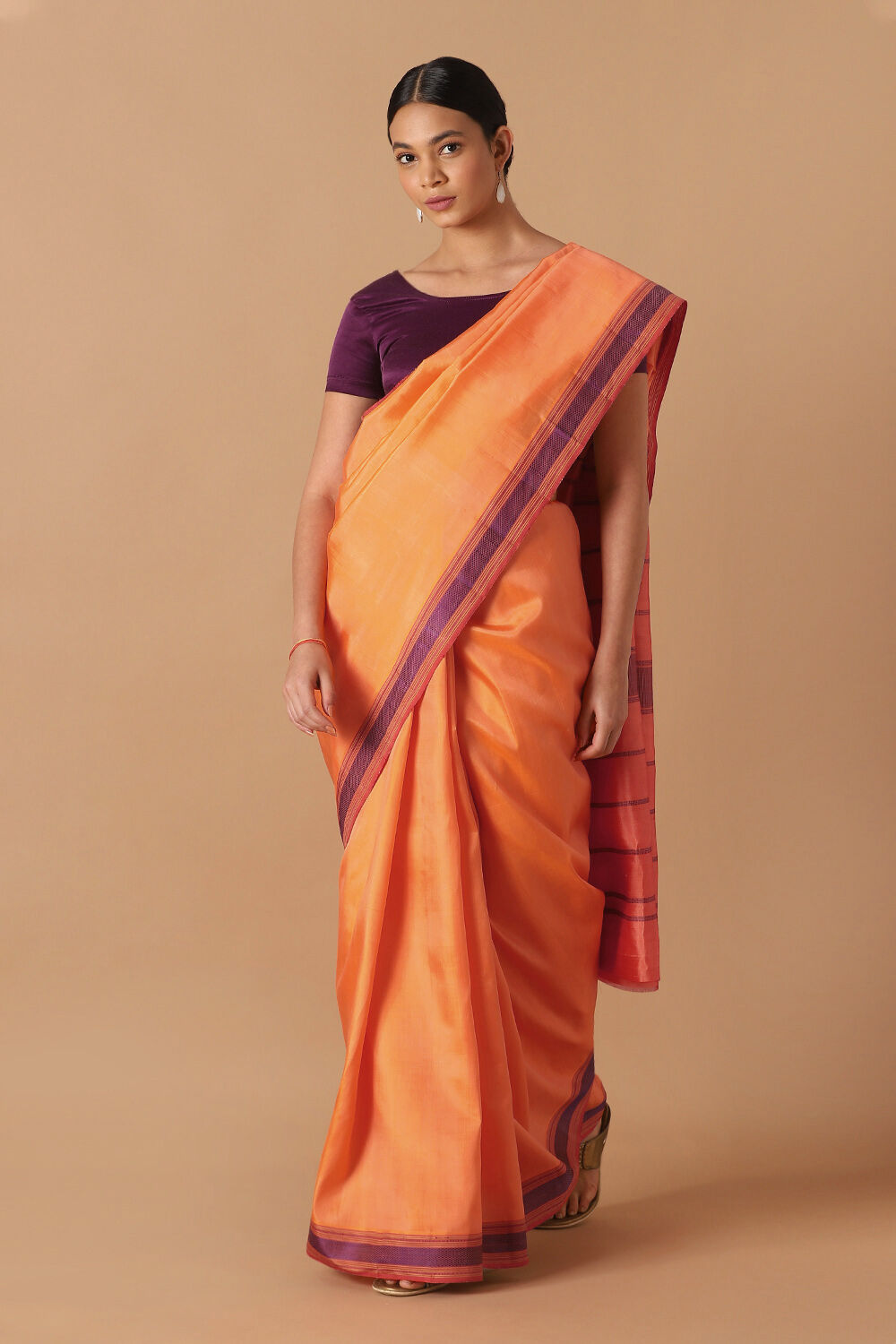 Orange Pure Silk Kanjivaram Saree image number null
