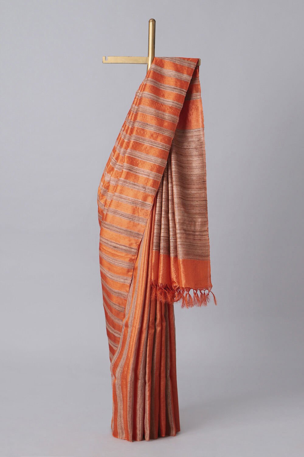 Orange Pure Tussar Silk Woven Saree image number null
