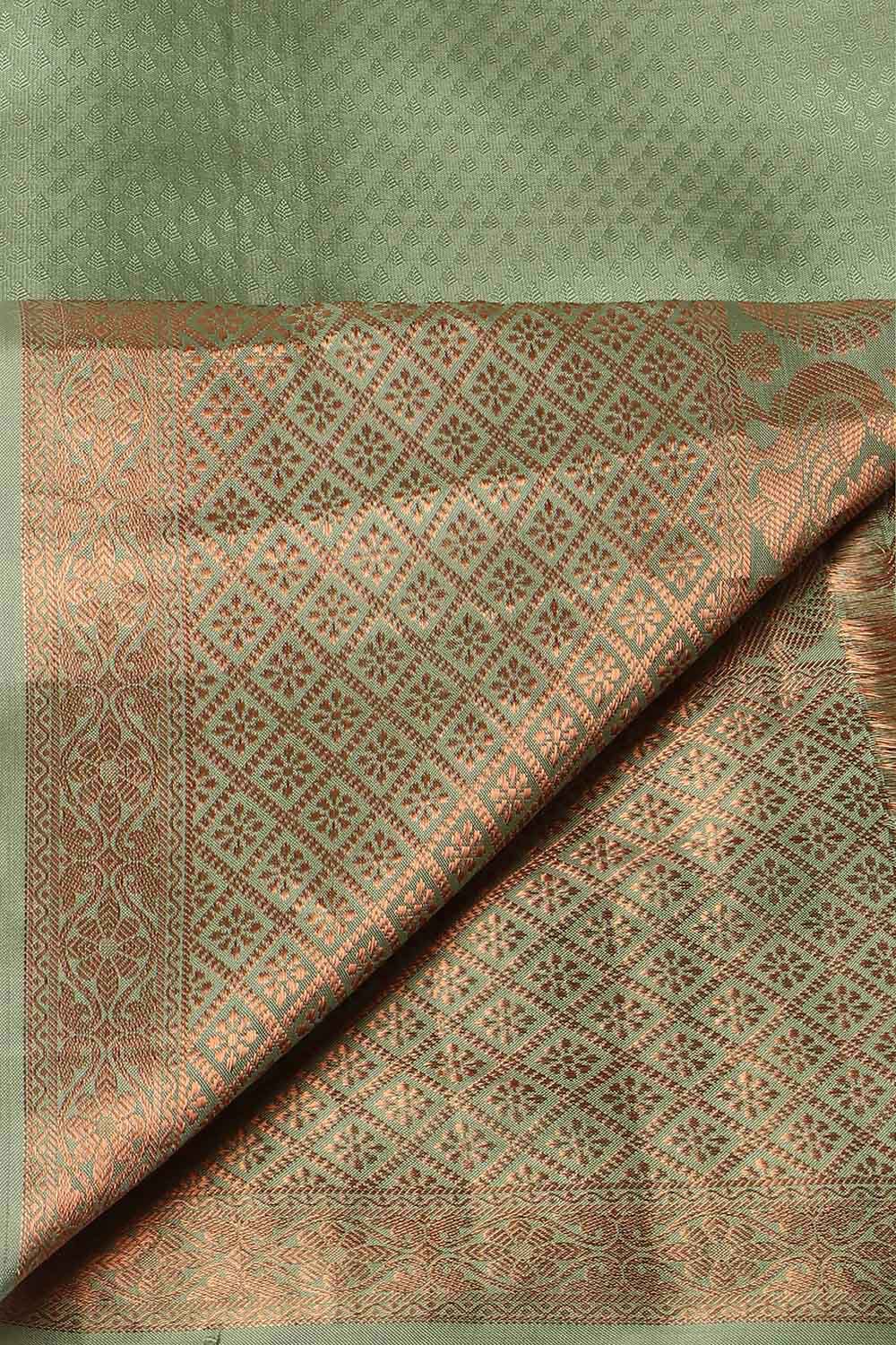 Light Green Pure Silk Kanjivaram inspired Saree image number null
