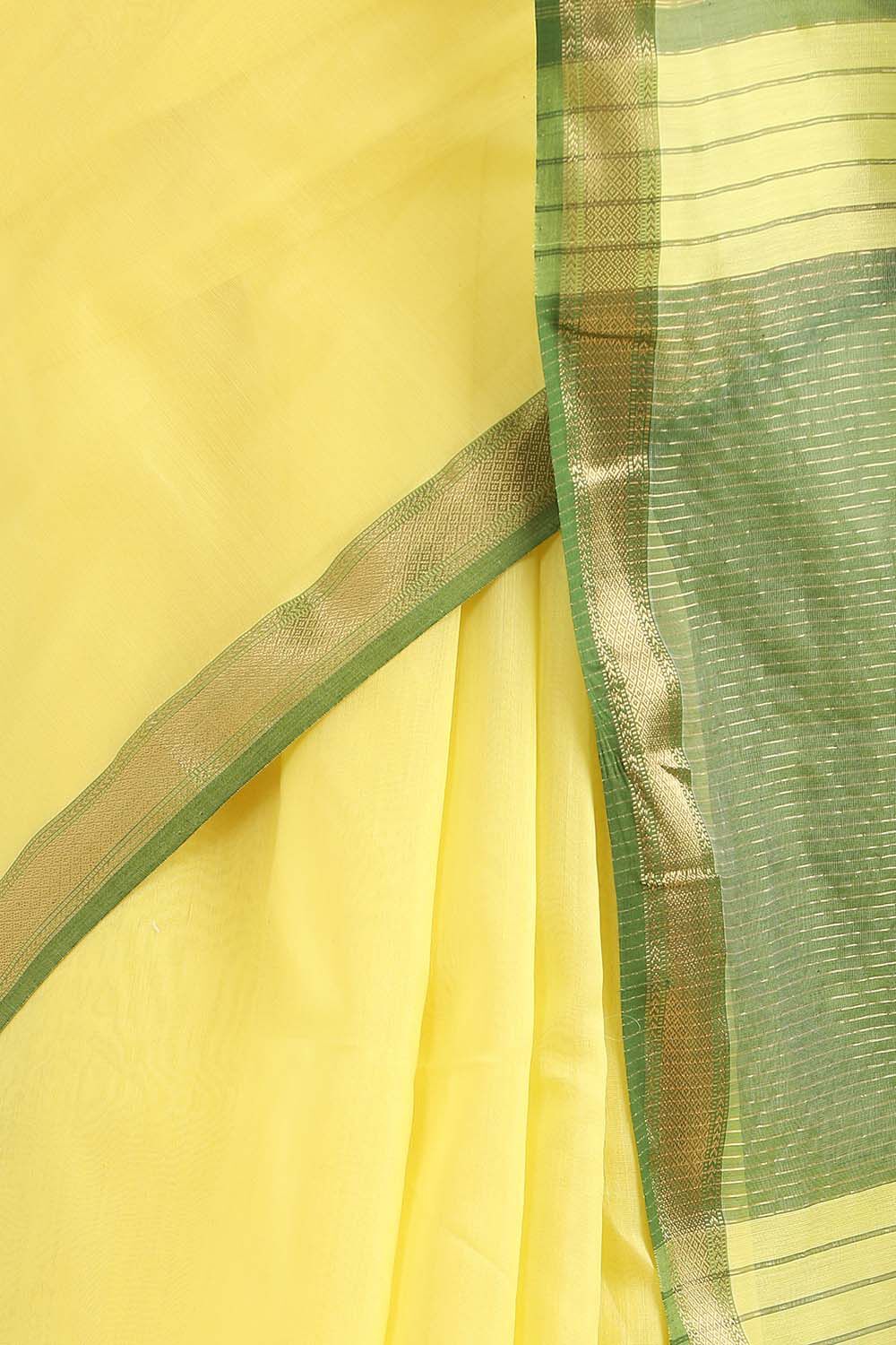 Yellow Pure Silk Cotton Maheswari Saree image number null
