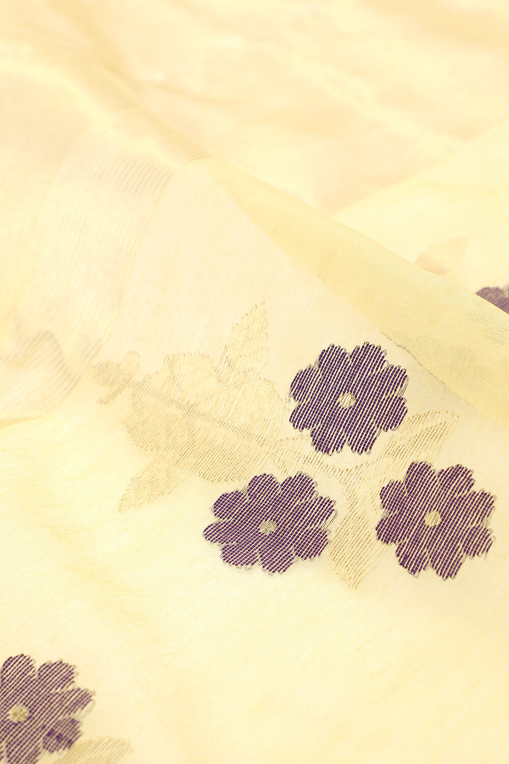 Yellow Chanderi Pure Silk Cotton Woven Saree image number null