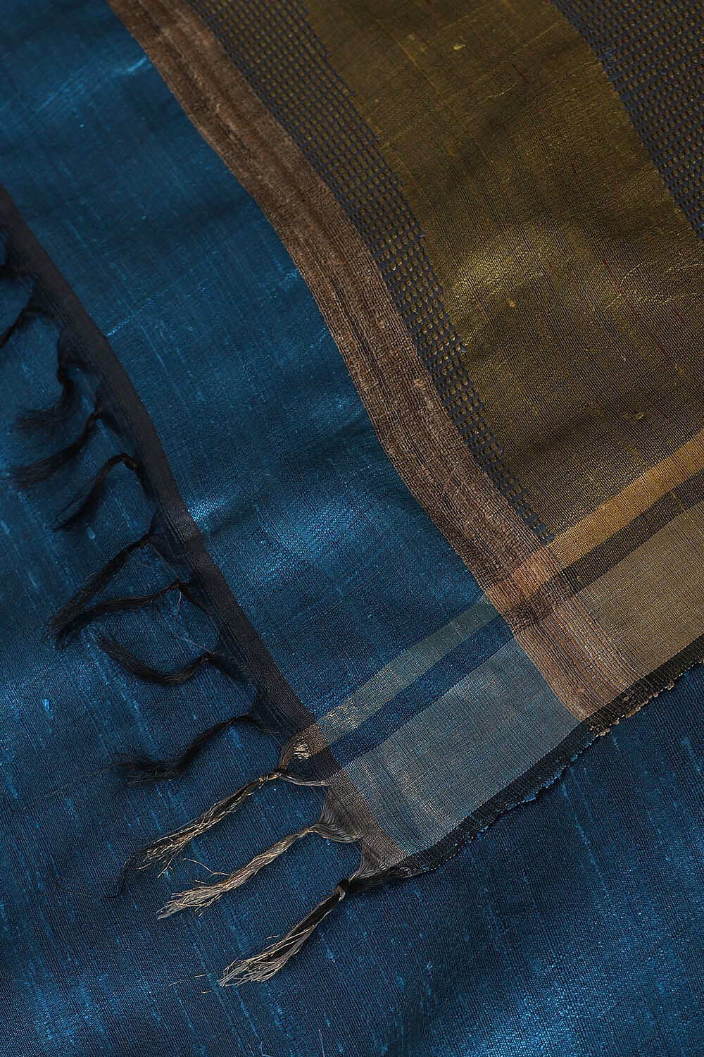Dark Blue Pure Tussar Silk Bhagalpuri Saree image number null